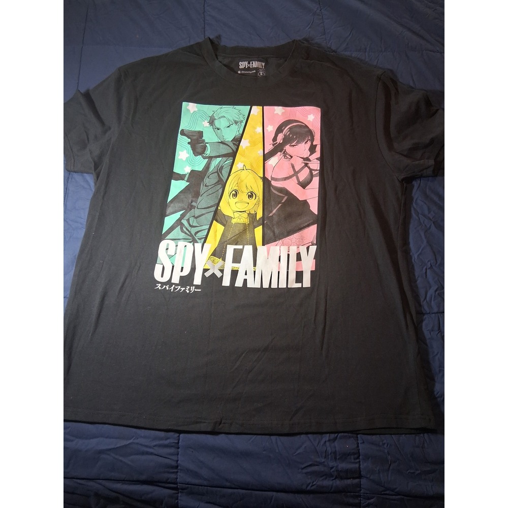 Spy x Family Crunchyroll Anime Graphic T-Shirt Mens 2XL Black Loid Anya Yor‎ Tee